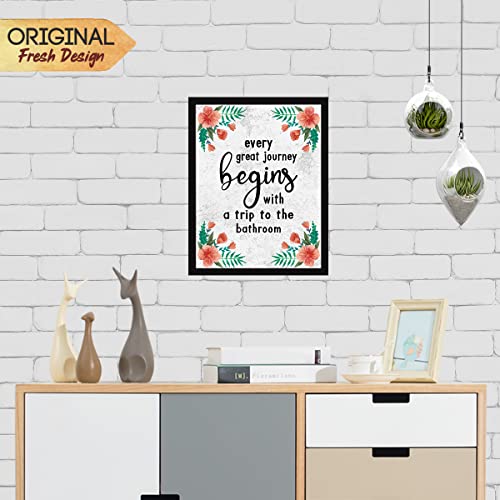 Image of Chaka Chaundh - bathroom poster - bath posters with frame - bathroom quotes framed posterss - bath etiquette poster - bathrooms rules posters - (14 X 11 inches) (Floral)