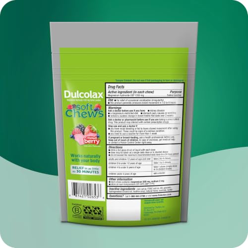 Dulcolax Soft Chews Saline Laxative, Mixed Berry Flavor, 30-Ct. - image 3