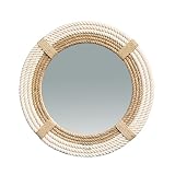 The Worlds Craft Nautical Hampton Round White Rope Mirror Twisted Rope Home Decor Art Wall Hanging Mirror Coastal Cotton Rope Mirror Wall Mounted Mirror Hanging | Home Deco (20 Inch)