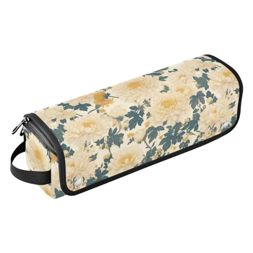 Bolsa de viaje para herramientas de cabello Cute Dahlia amarillo claro con tapete resistente al calor organizador para planchas, rizadores y secadora miniatura 1