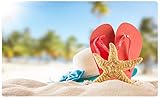 DesFoli Seestern Sonnenhut Flip Flops Strand Wandtattoo Wandsticker Wandaufkleber R2525 Größe 120 cm x 180 cm