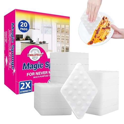 20 pack Magic Sponge Eraser for Cleaning,2 x Stronger Density Cleanning for Kitchens, Bathrooms, Walls, Shoes,Add Water to Erase All Dirt