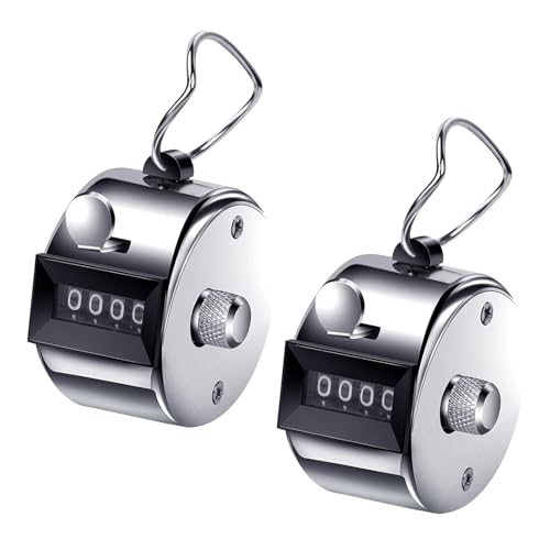 GNAUMORE Contador Manual de 4 Dígitos,Contador de Metal,Contador de Cantidades,Golf Contador de Cantidades,Contador de Vueltas,Metálico Contador De 4 Dígitos,Contador Mecánico de Metal para Sport