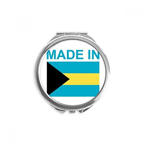 Espejo portátil de maquillaje redondo y pequeño con motivo de Bahamas