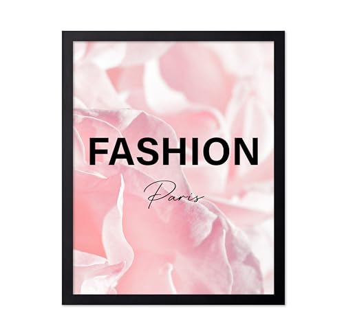 Image of Poster Master Fashion Poster - Paris Print - Pink Art - Trendy Art - Modern Art - Gift for Women & Fashionista - Luxury Haute Couture Decor for Living Room or Girl's Room, 8x10 Black Framed