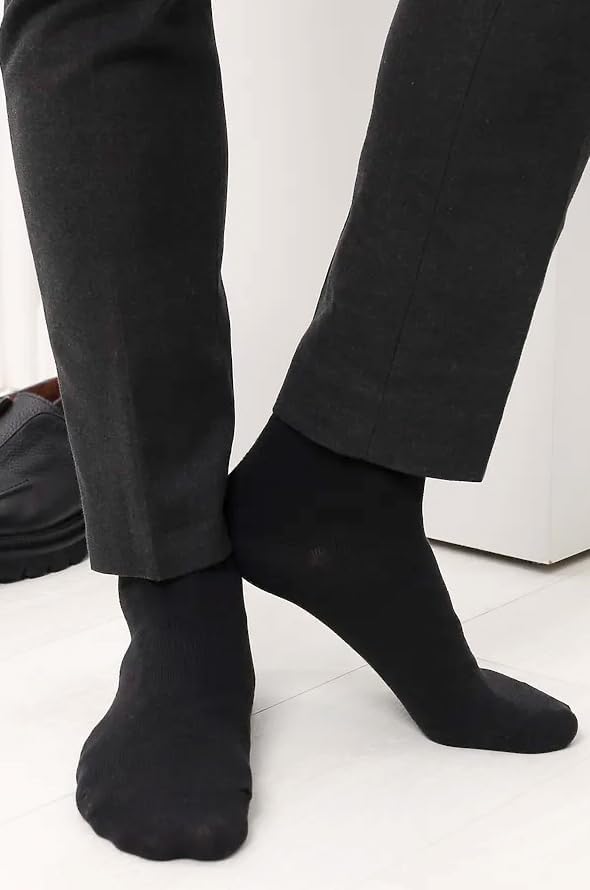 RONDO Cotton Mens Black Thin Dress Socks Lightweight Cotton Crew Socks - Super Soft and Breathable Black, Dark Blue, Brown - Image 4