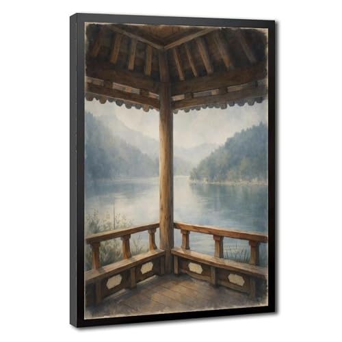 Peinture à l'huile rétro de Hanok coréen | 2 affiches sur toile 61x91 cm