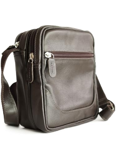 Shoulder Bag bolsa Transversal 100% Couro Bovino Legítimo 05 Unissex Bolsa Nécessaire Transversal (Marrom)