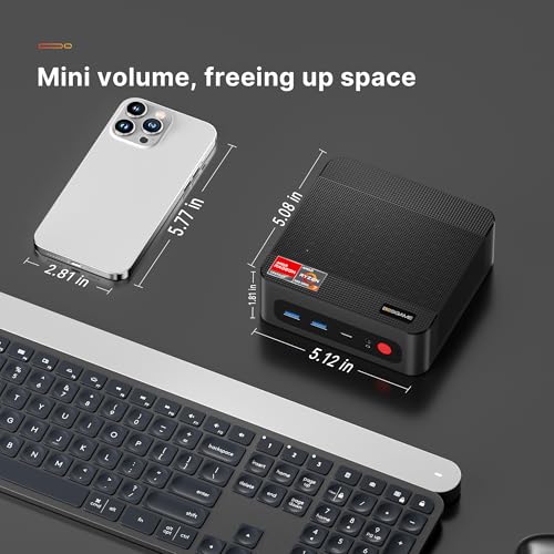 undefined BOSGAME P4 Mini PC, AMD Ryzen 7 5825U Light Gaming Computer, 32GB DDR4 RAM, 1TB M.2 NVMe SSD, Triple Display Desktop PC, Dual 2.5G LAN Ports, WiFi 6E, BT 5.2 の商品画像 1