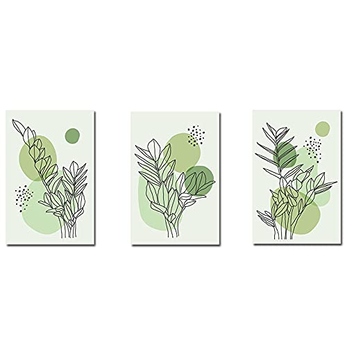 Toile art abstrait feuilles pour salon moderne | Lot de 3 affiches 50x70cm chic