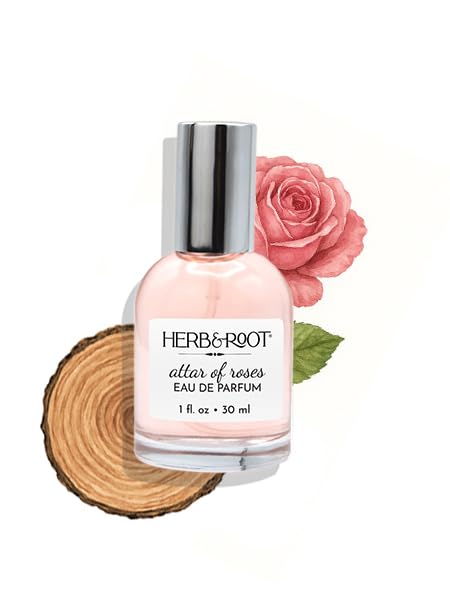 Herb & Root Eau de Parfum Rose & Sandalwood Perfume vegano limpio de larga duración para mujeres con aceites naturales, fragancia para mujer libre