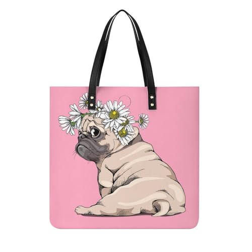 Sac à main carlin fleuri pour femme : le tote bag idéal à offrir aux amoureuses de chiens