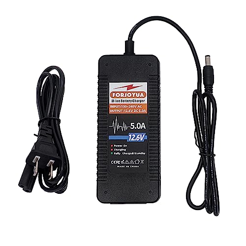 FORJOYUA 12.6V 5A AC/DC Lithium Battery Charger for 3S 11.1V Li-ion Battery Pack with DC5.5 * 2.1mm Plug Fast Charging