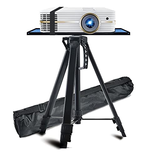 Soporte telescópico para proyector, trípode ligero ajustable de piso, cabezal esférico giratorio 360° con altura de 17 a 47 pulgadas y bolsa de transporte miniatura 4