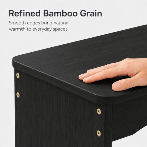 Image of APRTAT Bamboo 35.4 inch Dining Room Bench, Long Indoor Shoe Bench Seat, Black | 450LBS Weight Capacity, 2-Person Seat, Rounded Safety Corners, Multi-Scene Use, Easy Assembly