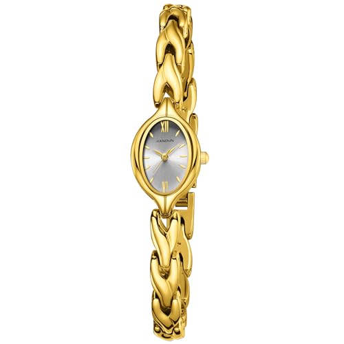 JIANDUN Vintage Women's Oval Bracelet Watch, Waterproof Stainless Steel Band
