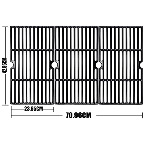 GFTIME Gusseisen Grillrost 43 x 24cm für Charbroil 463420508, 463420509, 463420511, 463436213, 463436214, 463436215, 463440109, 463441312, 463441514, 463461613 Gasgrills, 3 Stück