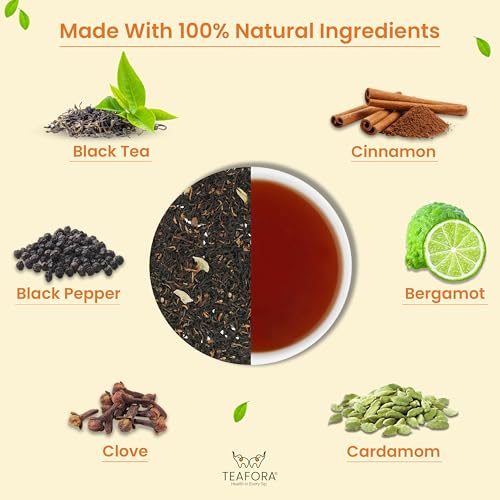 Image of TEAFORA Earl Grey Masala Black Tea | Spiced Citrus | Assam Loose Leaves | Blended with Indian Aromatic Spices & Natural Bergamot Extract | 100% NATURAL - 100g