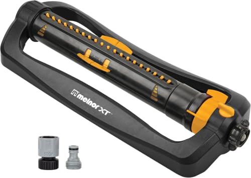 Image of Melnor 65167AMZ XT Turbo Oscillating Sprinkler, 4,500 sq. ft., Quick Connect Bundle, 3-Way Adjustable, Black, Yellow (Pack of 12)