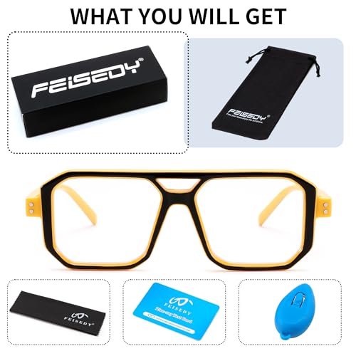 Image of FEISEDY Blue Light Blocking Glasses, Aviator Frame Computer Reading /Gaming /TV /Phones Glasses for Women Men B0165