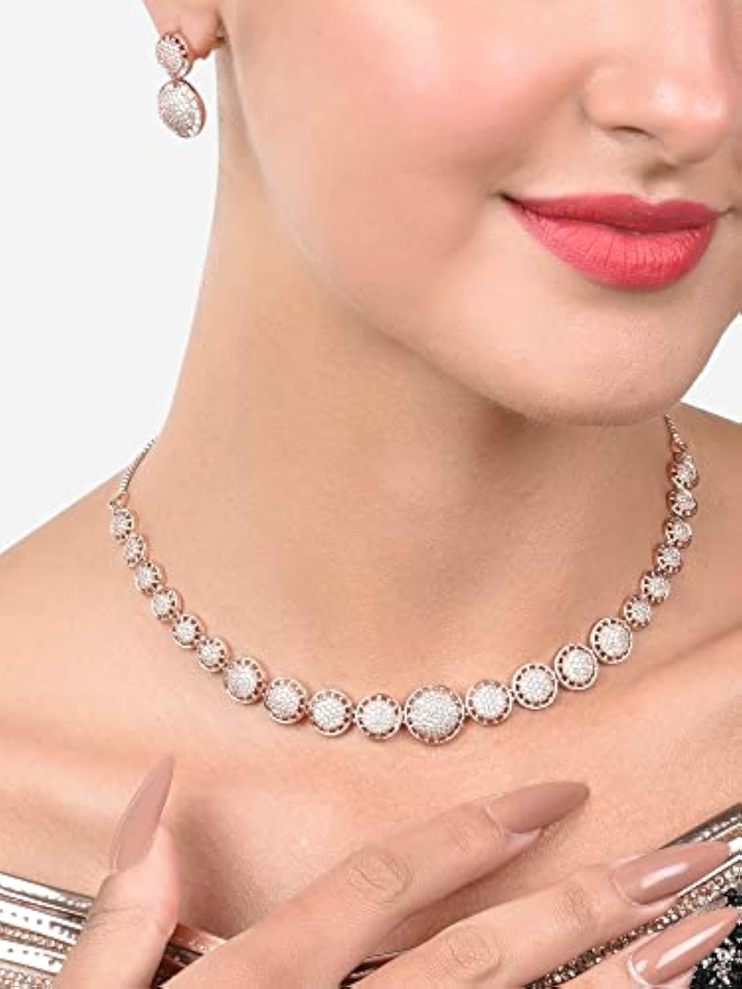 Dazzling Cubic Zirconia Bling Necklace & Earring Set for Women