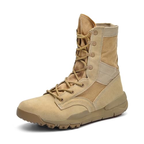 Men's High Top Suede Leather Lace Up Military Tactical Boots 8 Inch Lightweight Non Slip…