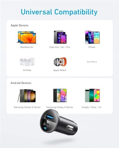 Anker 323 52.5W USB C Car Charger with 30W PowerIQ 3.0 Fast Charging - 3