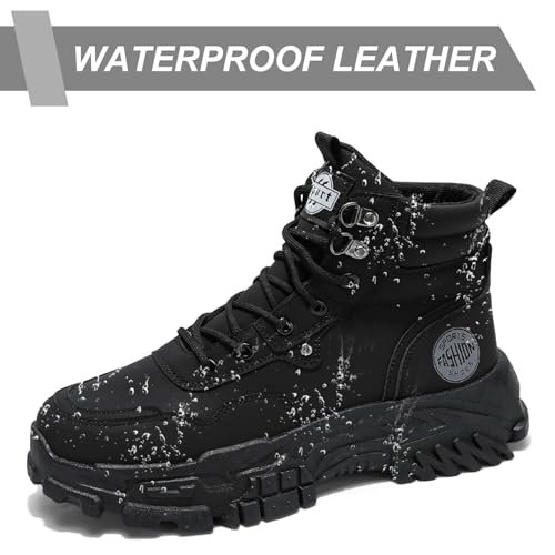 Men's High Top Fashion Sneakers,Casual Athletic Walking Shoes,Round Toe Lace-Up Shoes,Breathable Non-Slip Hiking Boots for Men2