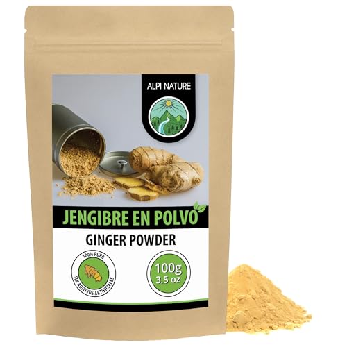 Alpi Nature Jengibre en Polvo 100g, Raíz de Jengibre Seca y Molida para Cocinar y Hornear