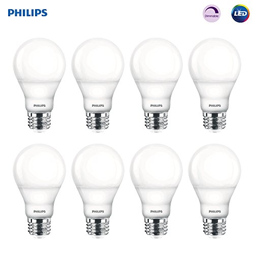 Philips LED Dimmable A19 Frosted Light Bulb: 800-Lumen, 2700-Kelvin, 9.5-Watt (60-Watt Equivalent), E26