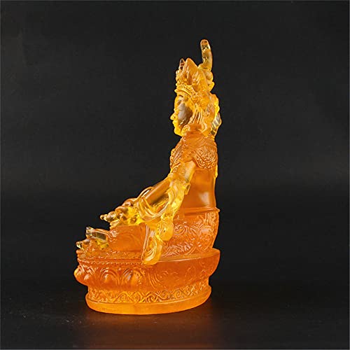 Estatua de Buda Jambhala de resina amarilla 14.5 cm miniatura 5