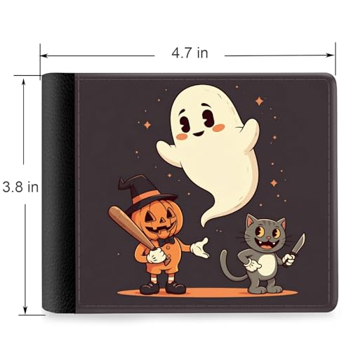Front Pocket Slim Bifold Leather Wallet RFID Blocking with ID Window for Men/Halloween GC22492