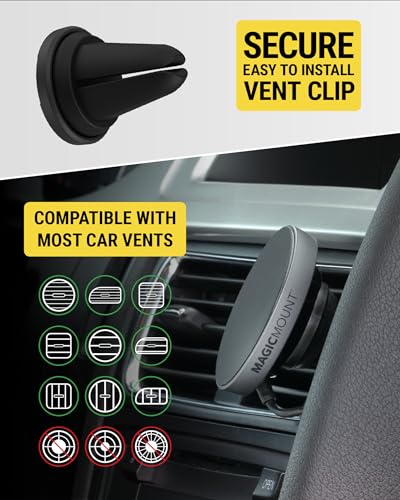 Image of Scosche MPQMRDV MagicMount Charge Pro Qi2 MagSafe Car Mount Charger, 15W Fast Magnetic Wireless Charging Phone Holder for Dashboard /Vent Compatible with iPhone 16 /15 /14 /13 /12 Pro Max Plus, Samsung S25