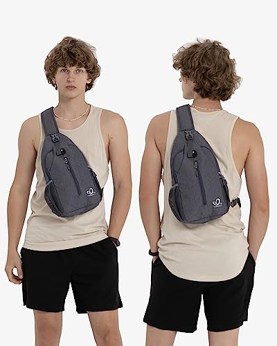 WATERFLY Sling Rucksack Sling Bag Schulterrucksack Umhängetasche Verstellbarer Rucksackgurt Wandern Brust Rucksack für Herren und Damen Dunkelgrau