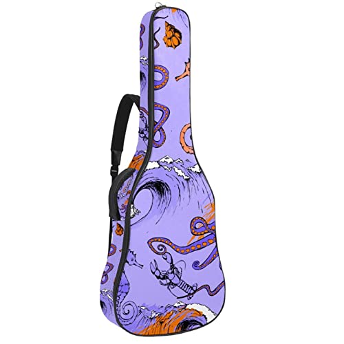 Sac à dos guitare acoustique imperméable motif pieuvre hippocampe 42.9in