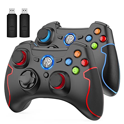 EasySMX 2 Stück PC Controller, 2,4 G Wireless Gamepad Joysticks Dual Vibration Turbo für PS3 / Android Tablet/Windows 7/8/8.1/10/11