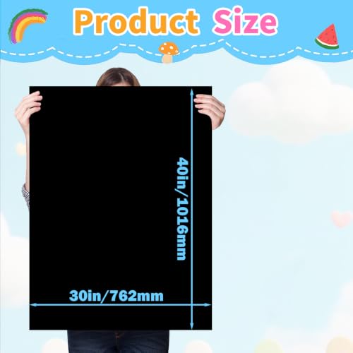 Image of Black Poster Board Paper, 30 inchx40 inch Poster Sheets, 30 Sheets | Extra Large Size, 250GSM /92LB Heavy-Weight, Blank Poster Paper Bulk for Projects, Presentations, Displays, Signs, Crafts