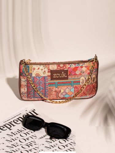 Image of ZOUK Baguette Bag | Crossbody Bags for Women | Women's Handbags | Stylish Sling Bag for Woman | Vegan Leather Evening Bag | Travel & Office Use | Purse and Wallet | Kutch Gamthi Print
