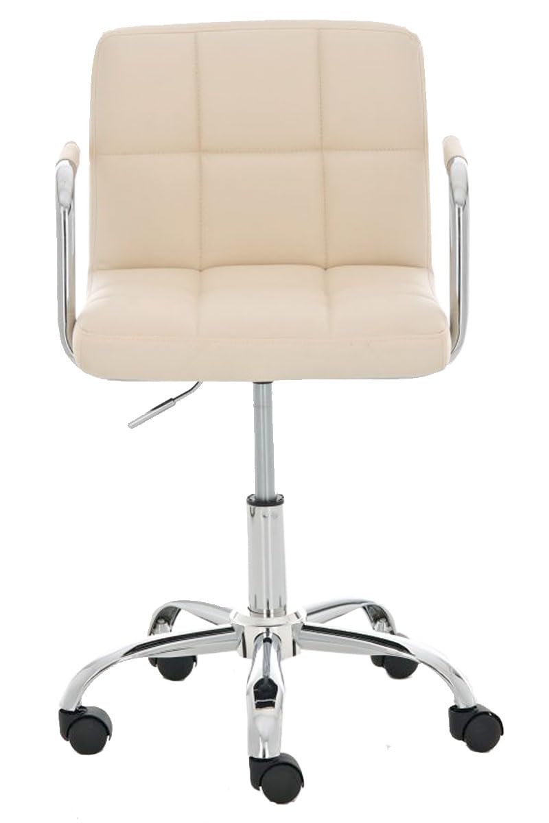 CLP Fauteuil De Bureau A roulettes Lucy Similicuir I Chaise De Bureau Réglable en Hauteur avec Accoudoirs I Rembourrage Epais I Pičtement Métal, Couleur:crčme