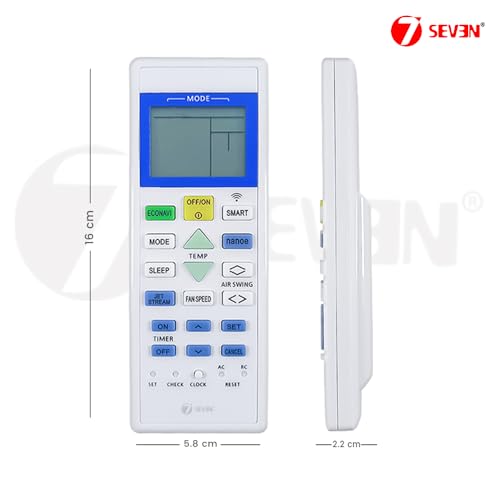 Image of 7SEVEN Compatible with Panasonic AC Remote Control Model 157F Suitable for 1 1.5 2 Ton Split or Window Inverter Air Conditioner - Match Each Keys Exactly to Replicate Genuine Remote Function