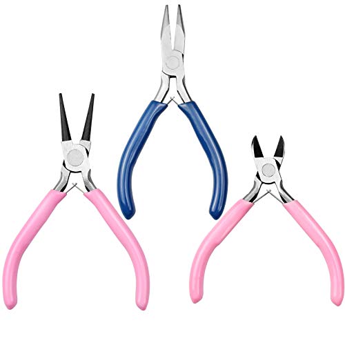 YapitHome 1 Juego de 3 Piezas Juego Alicates Incluyendo Alicates de Punta Fina Alicates de Punta Redonda Tenaza para Cortar, para Joyer�a, Herramientas de DIY Joyeria de Acero Reparaci�n de Joyas