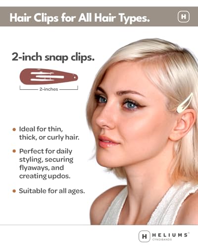 Heliums Snap Clips - Ash Blonde - 5cm Metal Hair Barrettes for Women and Kids, Metallic Finish Blends with Light Blonde Hair Color - 12 Count - Image 3