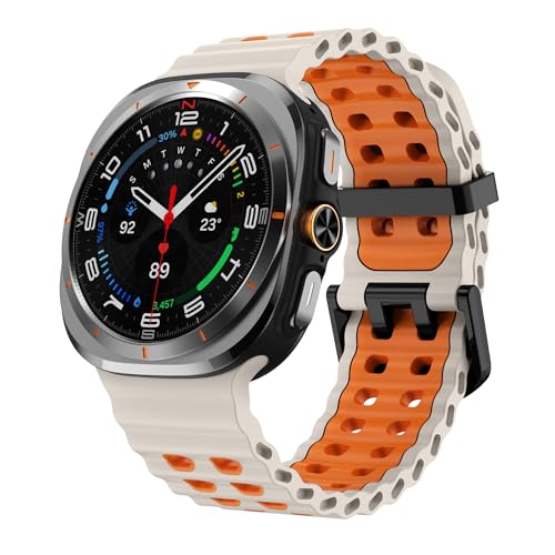 Image of Compatible with Samsung Galaxy Ultra Watch Strap, Double-colored Soft Silicone Galaxy Watch Ultra Strap Adjustable Rugged Sport Bands for Galaxy Ultra Watch 47mm Men Women(NO WATCH)