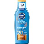 NIVEA SUN Schutz & Bräune Sonnencreme LSF 20 (200 ml), Sonnenmilch mit Pro-Melanin-Extrakt für eine ebenmäßige Bräune, sofortiger Sonnenschutz mit UVA/UVB-Filtersystem