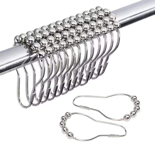 DikGifk 12 Piezas Anillas para Cortinas con Sistema Deslizante,Anillos de Cortina de Ducha,Gancho de Cortina de Ducha con Sistema de Deslizamiento