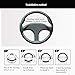 Red Rain Black and Blue Leather Steering Wheel Cover Cowhide Car Steering Wheel Cover Universal Size M / 15inch Fit Car/Auto/SUV (A-Black+Blue-M)