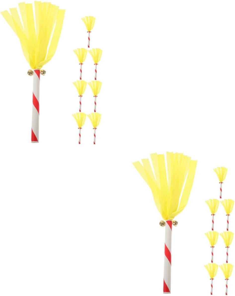 Abaodam 16pcs Cheerleading Pompom Sticks for Boys and Girls Eye-catching Yellow Cheer Props for Kindergarten Sports Events and Parties Lightweight and Easy to Clean