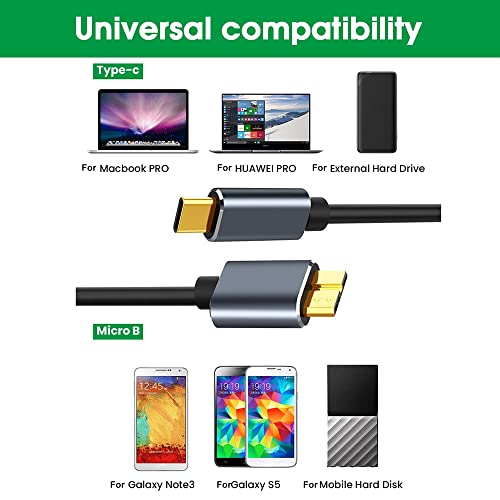 Image of rts Micro B to USB C Type C Hard Disk Drive Hdd Cables, 50CM / 19.68 Inch External Portable Hard Disk Drive Cable Compatible wd seagate HP LaCie MacBook Pro /Air, / iPad /Tablet /iPhone 15 Plus pro max