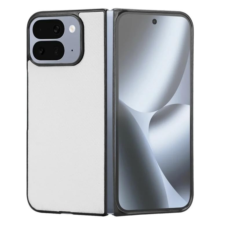 Helix Slim Case Compatible with Google Pixel 10 Pro Fold, Carbon Fiber Premium Thin Hard PC Leather Case Cover for Google Pixel 10 Pro Fold - White