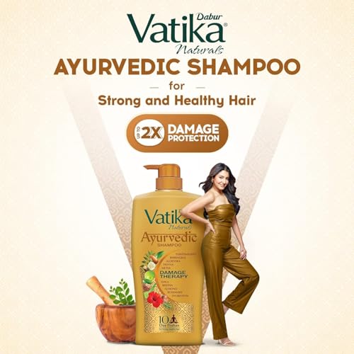 Image of Dabur Vatika Ayurvedic Shampoo - 1 L | For Strong & Healthy Hair | No Parabens | For All Hair Types | Power of Dus Poshan for 10 Hair Problems